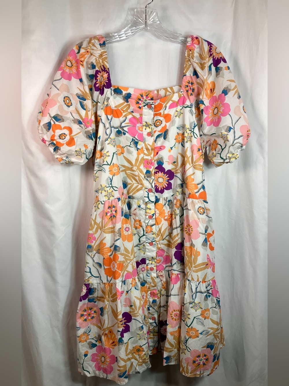 Jade Melody Tam women’s Medium floral tiered Cottagecore Dress Lined Pockets